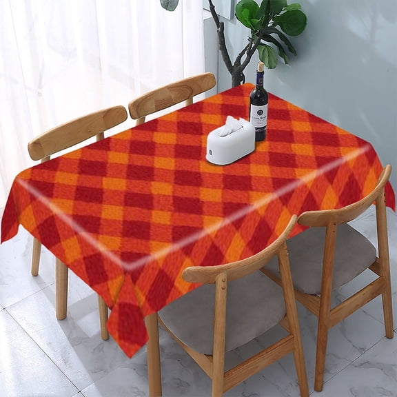 RKSupls Autumn Argyle Pattern Rectangle Dining Tablecloth, Washable Wipeable Stain & Wrinkle Resistant Polyester Tablecloth for Kitchen Picnic Party