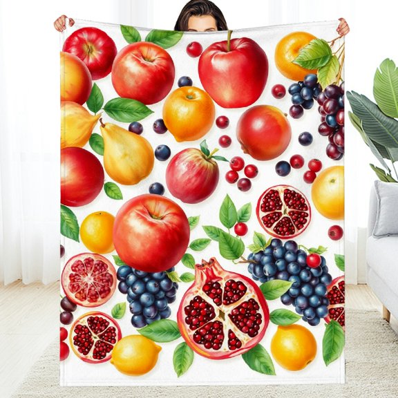RKSupls Autumn Fruit Medley Soft Flannel Throw Blanket, Lightweight Fuzzy Warm Cozy Blanket for Couch Bed Home Travel Decor