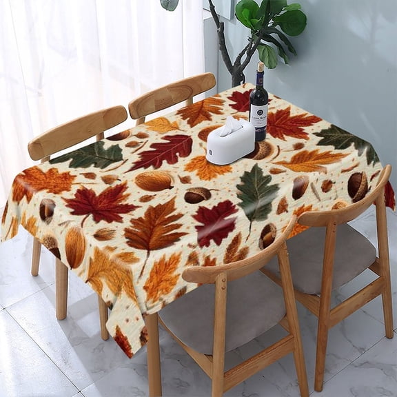 RKSupls Autumn Leaves Acorns Rectangle Dining Tablecloth, Washable Wipeable Stain & Wrinkle Resistant Polyester Tablecloth for Kitchen Picnic Party