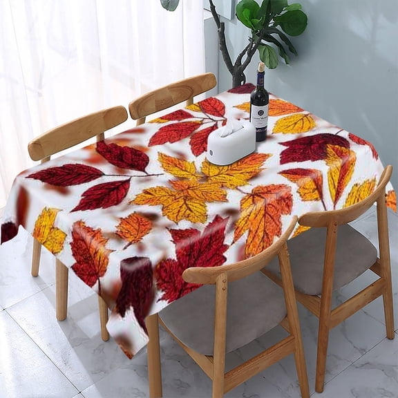 RKSupls Autumn Leaves Pattern Rectangle Dining Tablecloth, Washable Wipeable Stain & Wrinkle Resistant Polyester Tablecloth for Kitchen Picnic Party