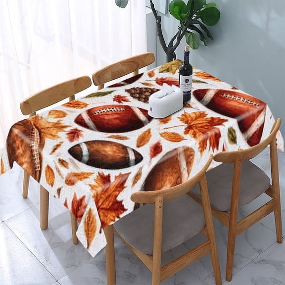 RKSupls Autumn Leaves Pumpkins Pattern Rectangle Dining Tablecloth, Washable Wipeable Stain & Wrinkle Resistant Polyester Tablecloth for Kitchen Picnic Party