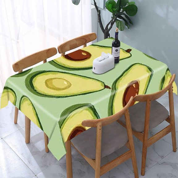 RKSupls Avocado Fruit Pattern Rectangle Dining Tablecloth, Washable Wipeable Stain & Wrinkle Resistant Polyester Tablecloth for Kitchen Picnic Party