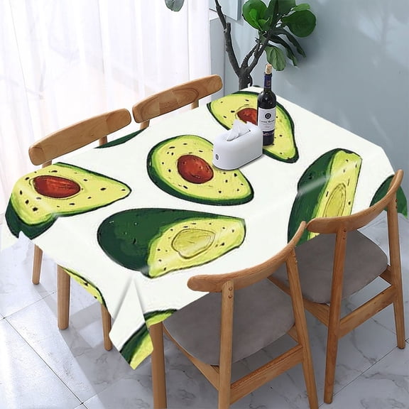 RKSupls Avocado Slices Pattern Rectangle Dining Tablecloth, Washable Wipeable Stain & Wrinkle Resistant Polyester Tablecloth for Kitchen Picnic Party