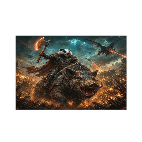 RKSupls Badger Viking Riding Battle Boar Linen Placemats 30x45cm Straight Edge Stain Resistant Washable Non-Slip Table Mats Table for Kitchen Dining Room Home