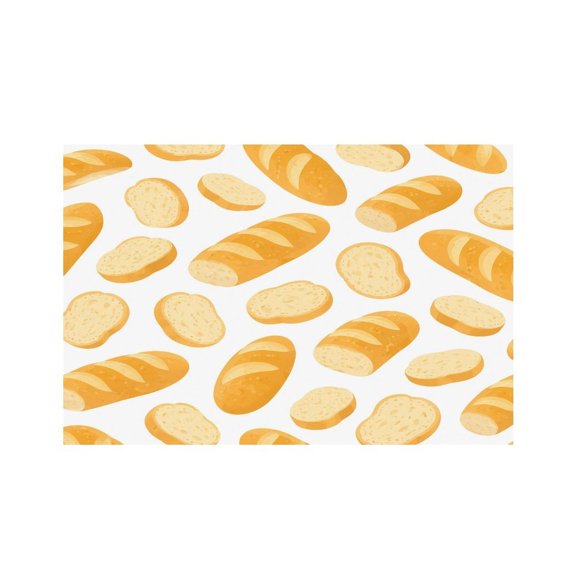 RKSupls Baguette Bread Slice Linen Placemats 30x45cm Straight Edge Stain Resistant Washable Non-Slip Table Mats Table for Kitchen Dining Room Home