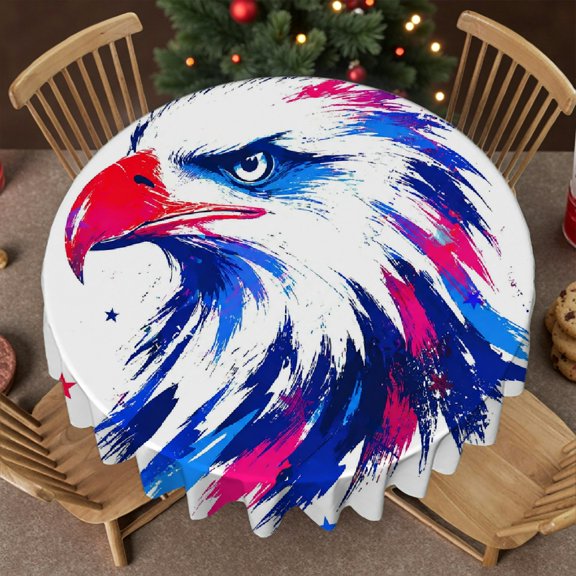 RKSupls Bald Eagle Polyester Table Cover , Holiday-Themed Design - Machine-Made Stain Resistant & Washable Decor ,Decor for Wedding, Party, Holiday, Home Dining