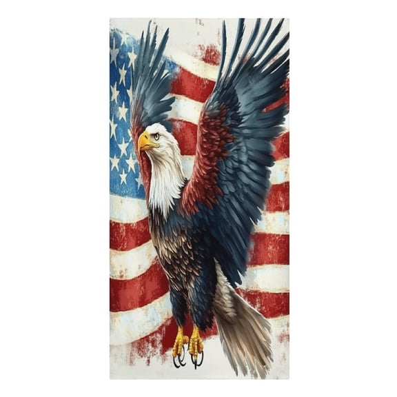 RKSupls Bald Eagle Spread Wings Flag Microfiber Beach Towel Absorbent Compact Towels for Swimming Pool Beach Travel Things for Vacation Essentials Adult Gift,61.4×30.3Inch