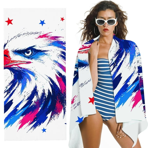 RKSupls Bald Eagle quickly absorb moisture Beach Towel
, Ultra-Soft Microfiber Machine Washable Ideal for Bathroom, beach , Soft Super Absorbent- 30x60 in