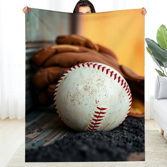 RKSupls Baseball Glove Soft Flannel Throw Blanket, Lightweight Fuzzy Warm Cozy Blanket for Couch Bed Home Travel Decor