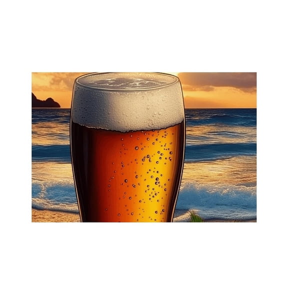 RKSupls Beer Glass Beach Sunset Linen Placemats 30x45cm Straight Edge Stain Resistant Washable Non-Slip Table Mats Table for Kitchen Dining Room Home