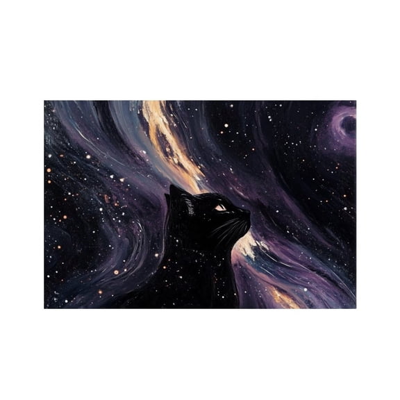 RKSupls Black Cat Galaxy Stars Linen Placemats 30x45cm Straight Edge Stain Resistant Washable Non-Slip Table Mats Table for Kitchen Dining Room Home