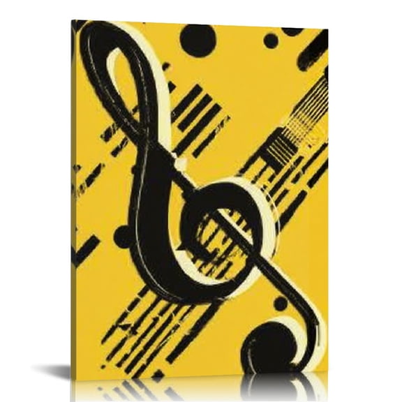 RKSupls Black Music Note Canvas Wall Art, Canvas Prints Wall Art for Living Room Bedroom Stairway Office, Art Print Painting for Home Decorations,12x16in
