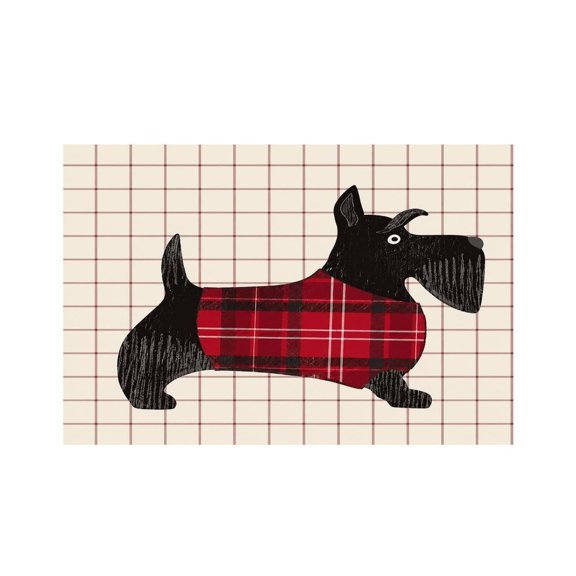 RKSupls Black Scottie Dog Plaid Coat Checkered Linen Placemats 30x45cm Straight Edge Stain Resistant Washable Non-Slip Table Mats Table for Kitchen Dining Room Home