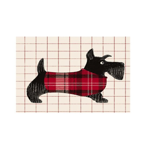 RKSupls Black Scottie Dog Red Plaid Coat Checkered Linen Placemats 30x45cm Straight Edge Stain Resistant Washable Non-Slip Table Mats Table for Kitchen Dining Room Home
