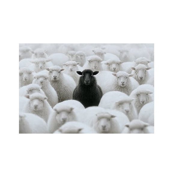 RKSupls Black Sheep White Flock Linen Placemats 30x45cm Straight Edge Stain Resistant Washable Non-Slip Table Mats Table for Kitchen Dining Room Home