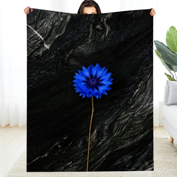 RKSupls Blue Cornflower Black Stone Warm and Cozy Throw, Air Conditioning Soft All-Season Blanket , Soft Throw for Couch, Travel, Camping