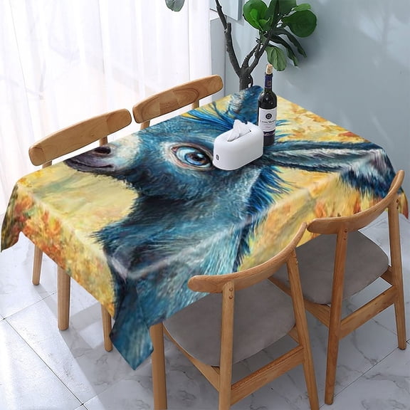 RKSupls Blue Donkey Autumn Forest Rectangle Dining Tablecloth, Washable Wipeable Stain & Wrinkle Resistant Polyester Tablecloth for Kitchen Picnic Party