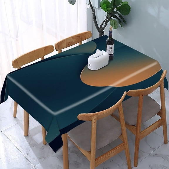 RKSupls Blue Floral Abstract Pattern Rectangle Dining Tablecloth, Washable Wipeable Stain & Wrinkle Resistant Polyester Tablecloth for Kitchen Picnic Party