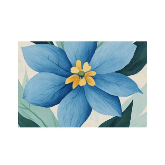 RKSupls Blue Flower Botanical Art Linen Placemats 30x45cm Straight Edge Stain Resistant Washable Non-Slip Table Mats Table for Kitchen Dining Room Home