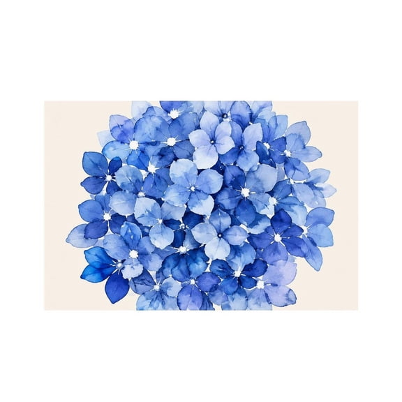 RKSupls Blue Hydrangea Cluster Linen Placemats 30x45cm Straight Edge Stain Resistant Washable Non-Slip Table Mats Table for Kitchen Dining Room Home