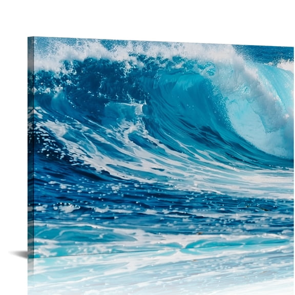 RKSupls Blue Ocean Wave Surf Modern Wall Decor, Ready to Hang, Wall Art Canvas Print Bathroom Bedroom Kitchen Entryway Living Room Wall Decor Prints