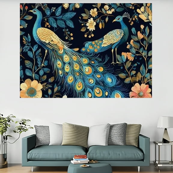 RKSupls Blue Peacock Tapestry,Home Tapestry Suitable for Hanging for Decorative Wall Hanging, Decorative Bedroom, Living Room Decoration - 60x40in