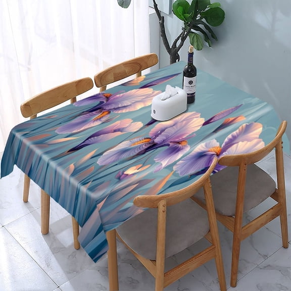 RKSupls Blue Victorian Damask Pattern Rectangle Dining Tablecloth, Washable Wipeable Stain & Wrinkle Resistant Polyester Tablecloth for Kitchen Picnic Party