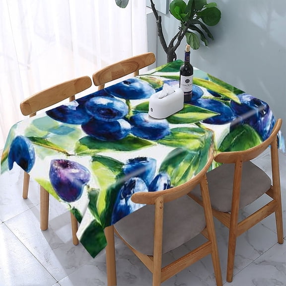 RKSupls Blueberry Fruit Watercolor Rectangle Dining Tablecloth, Washable Wipeable Stain & Wrinkle Resistant Polyester Tablecloth for Kitchen Picnic Party