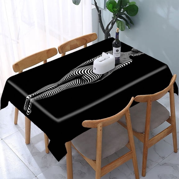 RKSupls Body with Zebra Stripes Rectangle Dining Tablecloth, Washable Wipeable Stain & Wrinkle Resistant Polyester Tablecloth for Kitchen Picnic Party