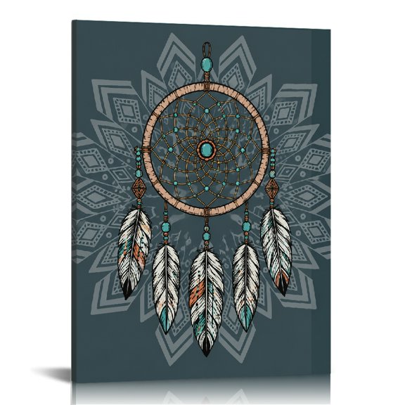 RKSupls Boho Dreamcatcher Feathers Web Wall Decor
, Canvas Wall Art, Canvas Print Bathroom Bedroom Kitchen Staircase Wall Decor Prints