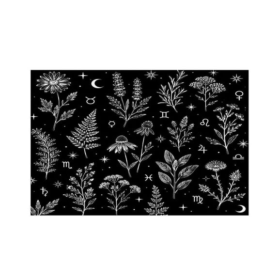 RKSupls Botanical Zodiac Constellation Map Linen Placemats 30x45cm Straight Edge Stain Resistant Washable Non-Slip Table Mats Table for Kitchen Dining Room Home