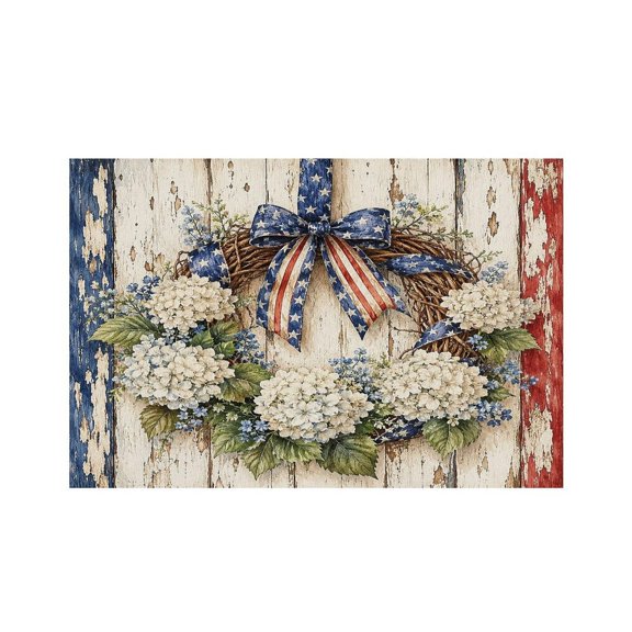 RKSupls Bouquet Daisies Flag Decor Linen Placemats 30x45cm Straight Edge Stain Resistant Washable Non-Slip Table Mats Table for Kitchen Dining Room Home