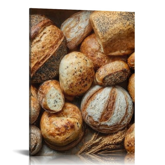RKSupls Bread Canvas Wall Art, Canvas Prints Wall Art for Living Room Bedroom Stairway Office, Art Print Painting for New Year Home Decorations,12x16in