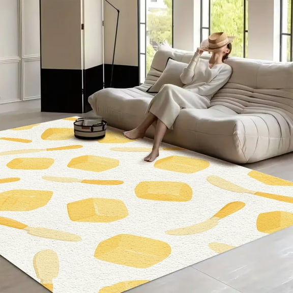 RKSupls Butter Cube Knife Soft Fluffy Velvet Area Rug for Living Room Bedroom, Non-Slip Washable Carpet, Modern Minimalist Home Decor Floor Mat