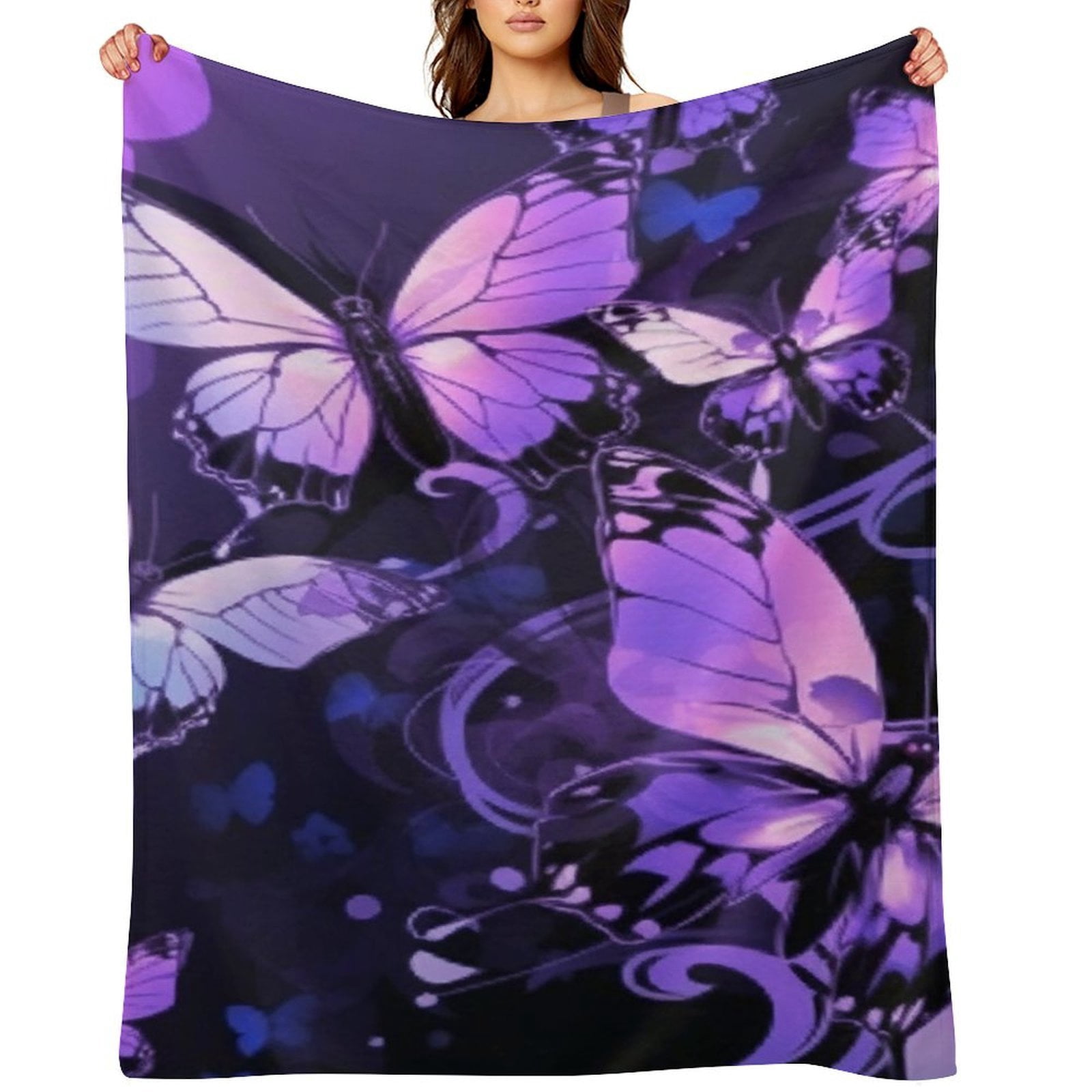 RKSupls Butterflies Purple Gothic Art Dark Soft Flannel Throw Blanket ...
