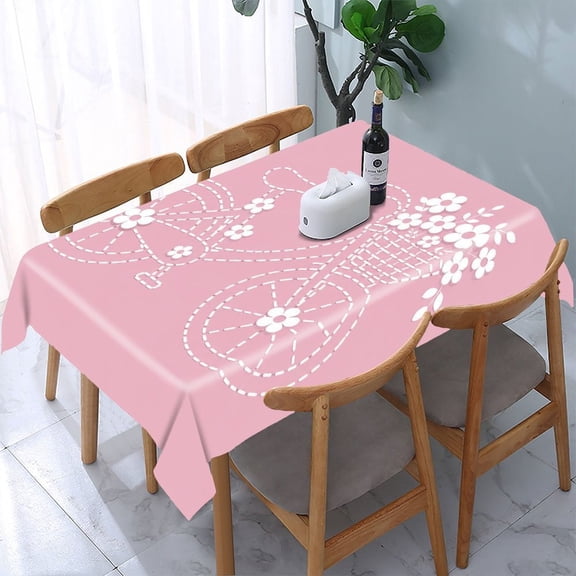 RKSupls Butterfly Flower Dashed Art Rectangle Dining Tablecloth, Washable Wipeable Stain & Wrinkle Resistant Polyester Tablecloth for Kitchen Picnic Party