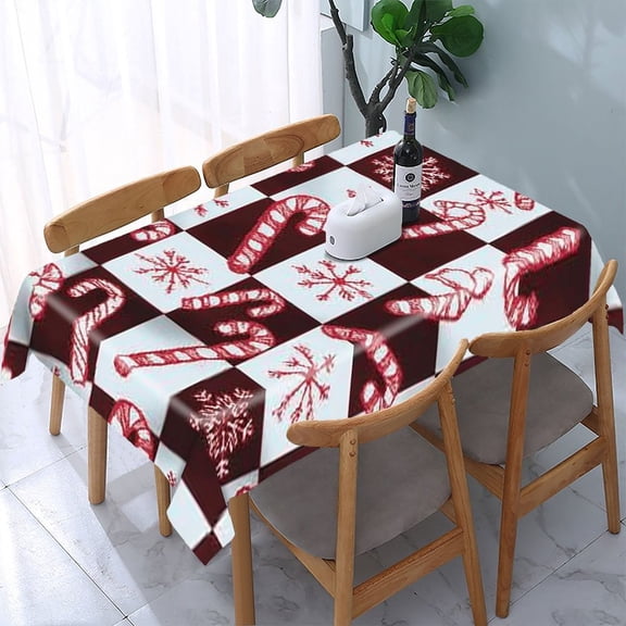 RKSupls Candy Cane Checkered Pattern Rectangle Dining Tablecloth, Washable Wipeable Stain & Wrinkle Resistant Polyester Tablecloth for Kitchen Picnic Party