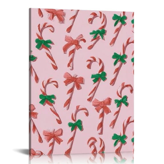 RKSupls Candy Cane Signs Canvas Wall Art, Canvas Prints Wall Art for Living Room Bedroom Bathroom Office, Art Print Painting for New Year Home Decorations,12x16in