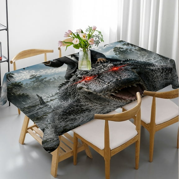 RKSupls  Capybara Suit Alligator Swamp Print Rectangle Dining Tablecloth, Kitchen Accessories  Holiday-Themed Design, Capybara Suit Alligator Swamp