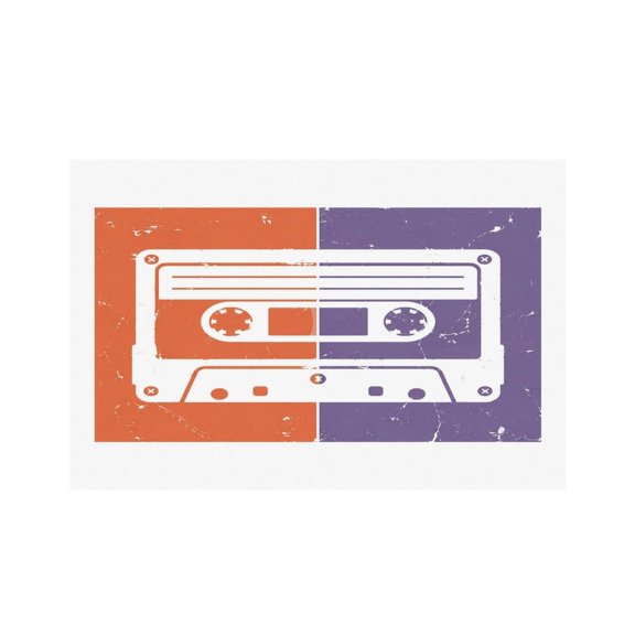 RKSupls Cassette Tape Retro Split Linen Placemats 30x45cm Straight Edge Stain Resistant Washable Non-Slip Table Mats Table for Kitchen Dining Room Home