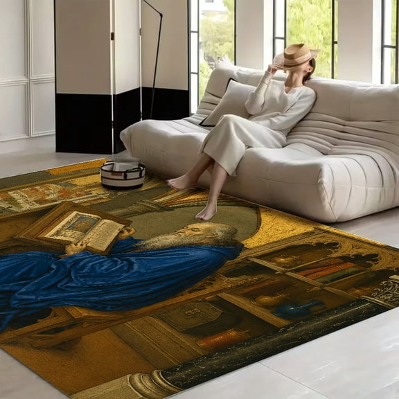 RKSupls Castle Gardenwith White Lilies Soft Fluffy Velvet Area Rug for Living Room Bedroom, Non-Slip Washable Carpet, Modern Minimalist Home Decor Floor Mat
