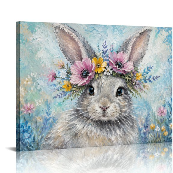 RKSupls Cat Sunflower Crown Oil Portrait Bathroom Wall Art, Ready to Hang, Wall Art Canvas Print Bathroom Bedroom Kitchen Hallway Wall Decor Prints