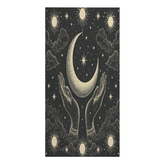 RKSupls Celestial Hands Holding Moon Microfiber Beach Towel Absorbent Compact Towels for Swimming Pool Beach Travel Things for Vacation Essentials Adult Gift,61.4×30.3Inch