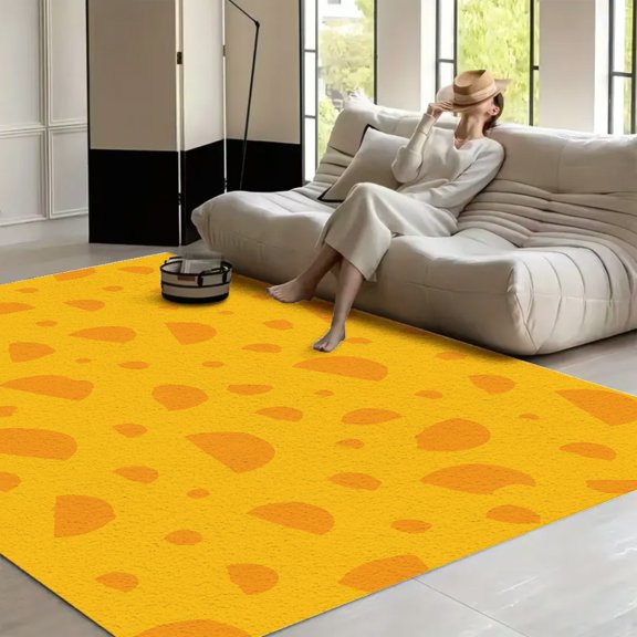 RKSupls Cheese Hole Abstract Soft Fluffy Velvet Area Rug for Living Room Bedroom, Non-Slip Washable Carpet, Modern Minimalist Home Decor Floor Mat