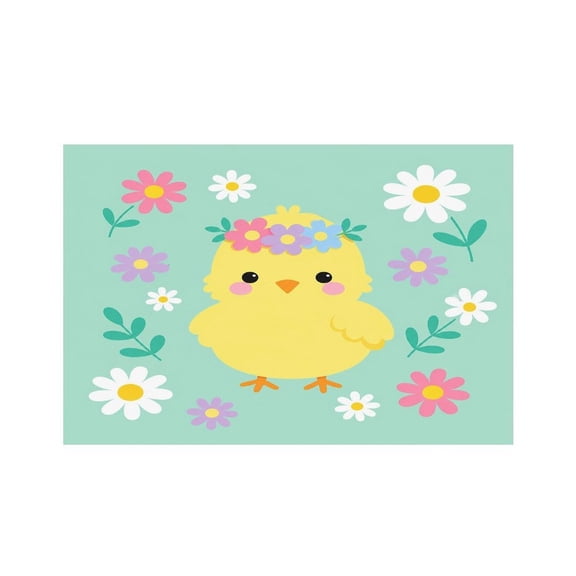 RKSupls Chick Flower Crown Daisies Linen Placemats 30x45cm Straight Edge Stain Resistant Washable Non-Slip Table Mats Table for Kitchen Dining Room Home