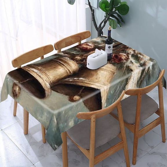 RKSupls Christmas Bells Snow Rectangle Dining Tablecloth, Washable Wipeable Stain & Wrinkle Resistant Polyester Tablecloth for Kitchen Picnic Party