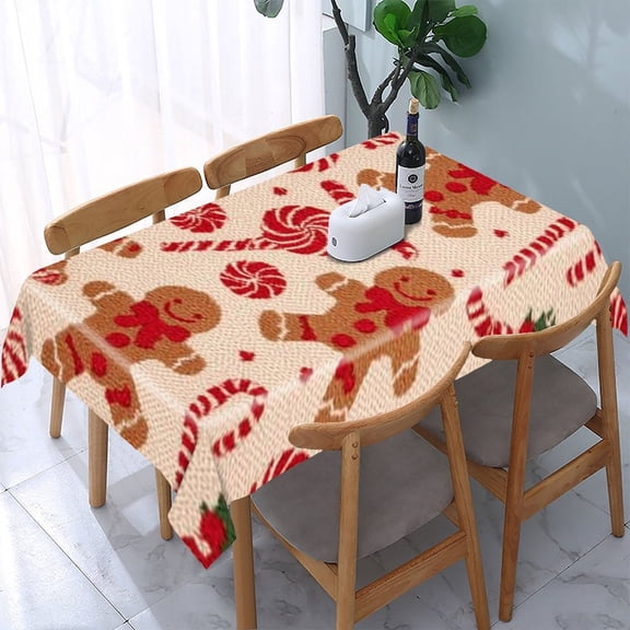 RKSupls Christmas Candy Swirls Pattern Rectangle Dining Tablecloth, Washable Wipeable Stain & Wrinkle Resistant Polyester Tablecloth for Kitchen Picnic Party