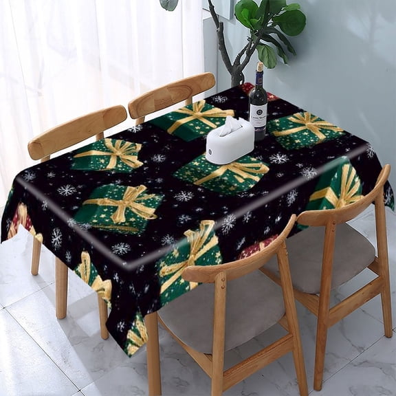 RKSupls Christmas Gifts Pattern Rectangle Dining Tablecloth, Washable Wipeable Stain & Wrinkle Resistant Polyester Tablecloth for Kitchen Picnic Party
