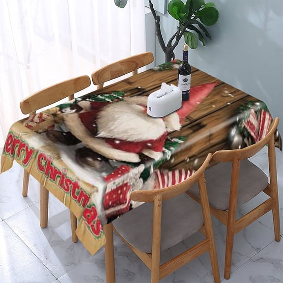 RKSupls Christmas Gnomes Gifts Rectangle Dining Tablecloth, Washable Wipeable Stain & Wrinkle Resistant Polyester Tablecloth for Kitchen Picnic Party