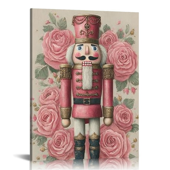 RKSupls Christmas Nutcracker Present Canvas Wall Art, Canvas Prints Wall Art for Living Room Bedroom Bathroom Office, Art Print Painting for New Year Home Decorations,16x20in